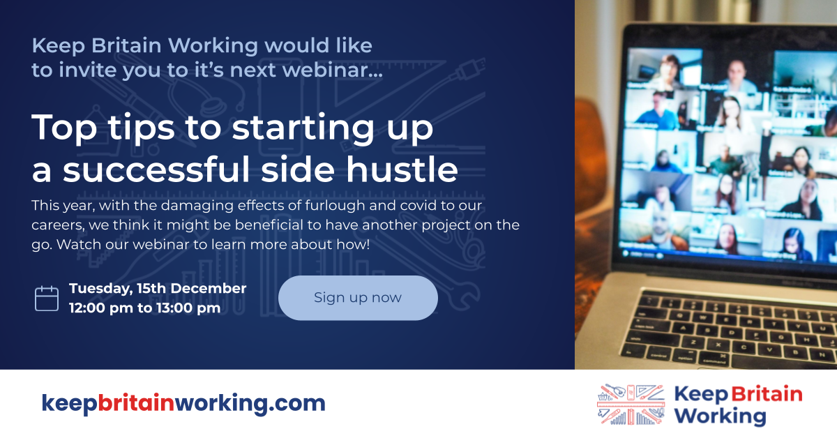 Keep britain working webinar for side hustle